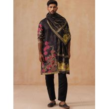 Jompers Black Silk Blend Regular Full Sleeves Kurta With Pyjama & Dupatta