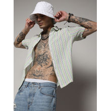 CAHOOT Men's Yellow & Pink Unbalanced Striped Woven Shirt