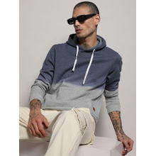 Campus Sutra Men's Blue & Grey Pullover Ombre Sweatshirt With Ribbed Hem