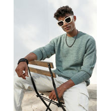 Campus Sutra Men's Sage Green Textured Knit Pullover Sweater