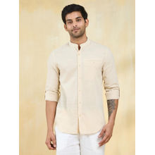 Fabindia Cream Cotton Hand Woven Slim Fit Shirt