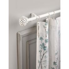 The Decor Mart 84"-144" Perforated White Metal Finial Extendable Curtain Rod White 19Mm (Hardware Inc.)