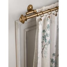 The Decor Mart 84"-144" Typho Gold Metal Finial Extendable Double Curtain Rod Gold 19Mm (Hardware Inc.)