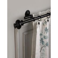 The Decor Mart 48"-88" Black Typho Finial Extendable Double Curtain Rod Black 19Mm (Hardware Included)