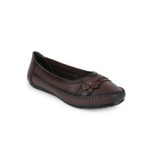 Zoom Shoes Women Brown Genuine Leather Ballerinas