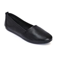 Zoom Shoes Womens Black Genuine Leather Ballerinas
