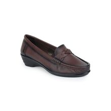 Zoom Shoes Women Brown Genuine Leather Loafers