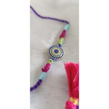 Choko Purple Thread Mandala Beaded Rakhi with Pink Tassels for Brother