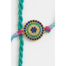 Choko Green Braided Rakhi with Mandala Bead Disc for Brother