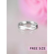 Zavya Crossed Paths Adjustable Rhodium-Plated 925 Sterling Silver Ring for Him