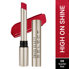 Swiss Beauty Select High On Shine Creamy Lipstick, Mirror-Shine Finish, Vitamin E-8 Scarlet Red