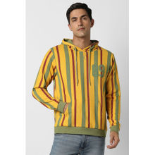 Peter England Yellow Stripes Regular Fit Hoodie