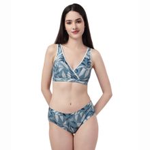SOIE Non Padded Non Wired Lounge Bra With Seamless Full Coverage Brief - Blue (Set of 2)