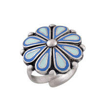 Tribe Amrapali Blue Enamel Chandrika Flower Ring