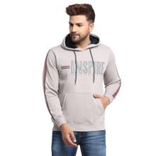 VENITIAN Mens Printed Round Neck Hooded Cement Sweatshirt
