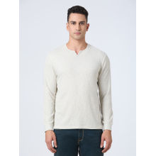 Pepe Jeans White Henley Neck Full Sleeve T-Shirt