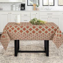 Stole & Yarn Floral Red Jaipuri 4 Seater Cotton Table Cover - 109