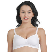 Enamor A042 Side Support Shaper Classic Bra - Supima Cotton Non-Padded Wirefree High Coverage-White