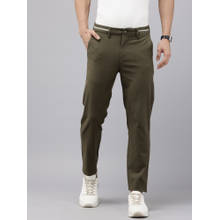 GENIPS Mens Olive Cotton Caribbean Slim Fit Trouser