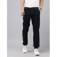 GENIPS Mens Navy Blue Camouflage Cotton Joggers