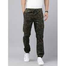 GENIPS Mens Olive Camouflage Cotton Joggers