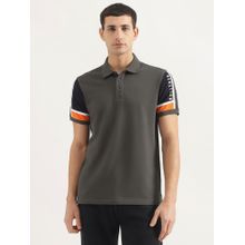 United Colors of Benetton Men Relaxed Fit Collar Neck Solid/Plain Grey Polo T-Shirt
