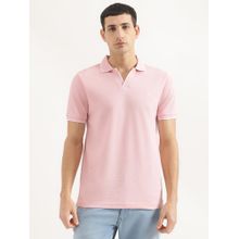 United Colors of Benetton Men Regular Fit Collar Neck Solid/Plain Pink Polo T-Shirt