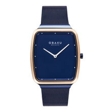 Obaku Tern Lille Quartz Blue Slim case 4.8 mm Rectangle Dial Mens Watch - V267GXSLML