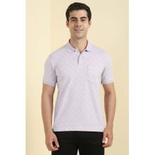 Allen Solly Men Lavender Polo Neck Printed T-shirt