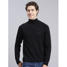 Monte Carlo Mens Solid Black High Neck Sweater