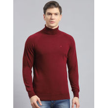 Monte Carlo Mens Solid Maroon High Neck Sweater