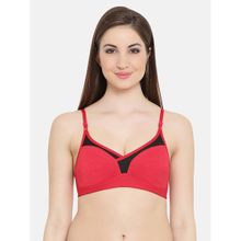 Clovia Cotton Rich Solid Non-Padded Full Cup Wire Free T-shirt Bra - Dark Pink