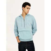 Levi's Men Solid Blue Full Sleeves Hoodie
