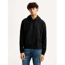 Levi's Men Black Solid Full Sleeves Hoodie