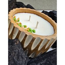 Akira Furnishings Enchanting Aroma: Handmade Soy Wax Candle In Whitewash Wooden Bowl