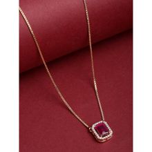 PANASH Gold Plated Red CZ Stone Studded Pendant With Chain