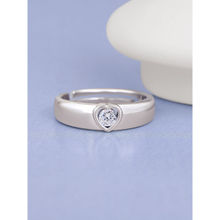 925 Silver 0.5 Carat American Diamond Heart Solitaire Adjustable Ring For Men & Boys