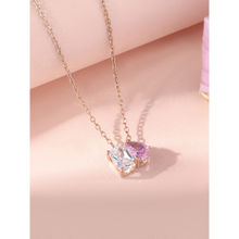 Ornate Jewels 925 Silver 18K 2 Micron Rose Gold Plated Pink CZ Pendant With Chain for Women & Girls