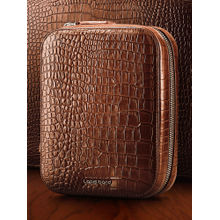 Lapis Bard Mandeville Croc-Textured Watchcase (4 Slots) - Dark Brown