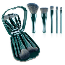 Kazarmaa Sea Shell Makeup Brushes With Mirror - Green