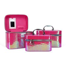 NFI Essentials 3 Piece Vanity Box Organizer With Compact Makeup Mirror ( Y64 Pink )
