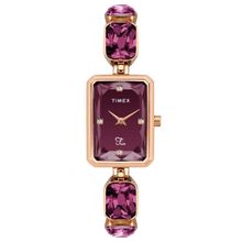 Timex Fria Womens Purple Dial Round Case 2 Hands Function Watch TWEL16903 (M)