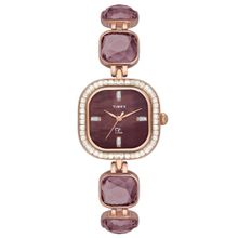 Timex Fria Womens Purple Dial Round Case 3 Hands Function Watch TWEL17102 (M)