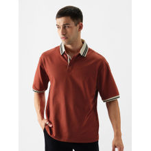 The Souled Store Originals : Antique Maroon Oversized Polo T-Shirt