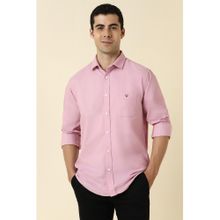 Allen Solly Men Cotton Solid Collar Neck Slim Fit Pink Shirt
