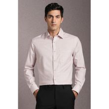 Louis Philippe Men Cotton Checks Collar Neck Regular Fit Peach Shirt