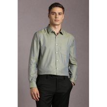 Louis Philippe Men Cotton Textured Collar Neck Regular Fit Olive Shirt