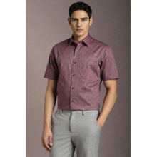 Louis Philippe Men Cotton Textured Collar Neck Regular Fit Wine Shirt