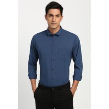 Peter England Men Polyester Blend Checks Collar Neck Slim Fit Teal Shirt