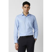 Van Heusen Men Cotton Textured Collar Neck Regular Fit Light Blue Shirt